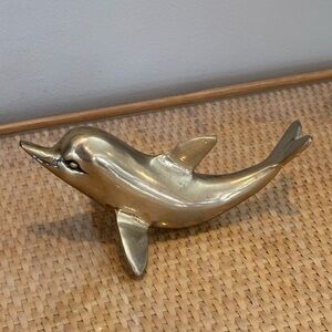 Vintage Solid Brass Dolphin Figurine in great condition!